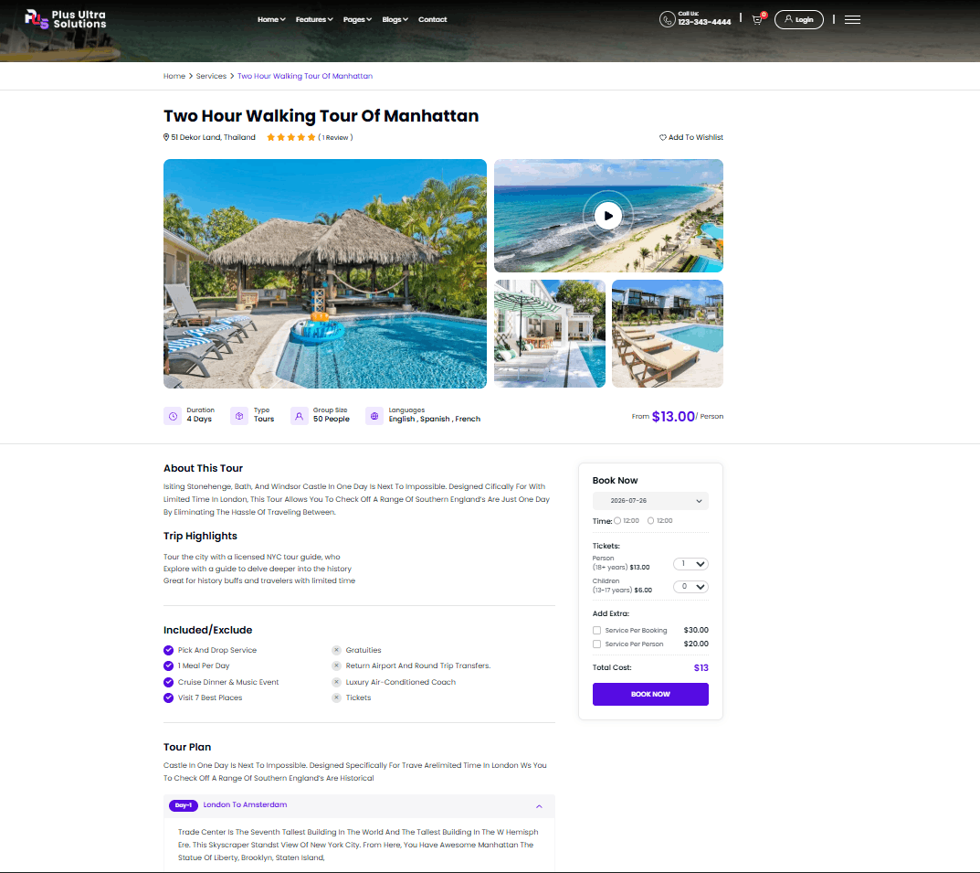 AI agent customer support chat integrated into tour booking website for real-time guest assistance