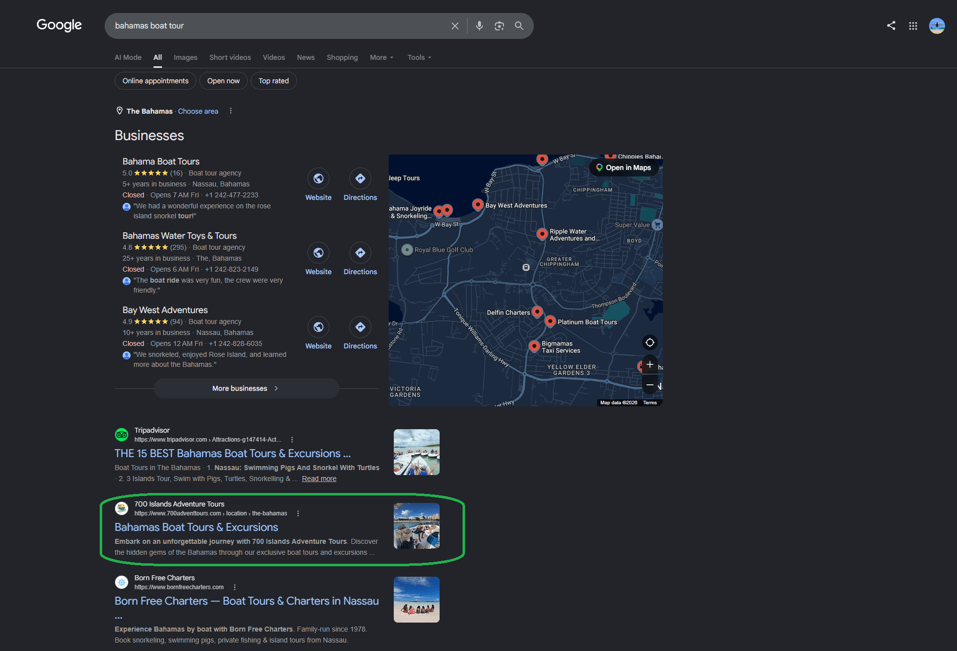 700 Islands Adventure Tours — 5-star Google reviews, #2 Google ranking, and 1,076% return on investment from a custom tourism booking platform
